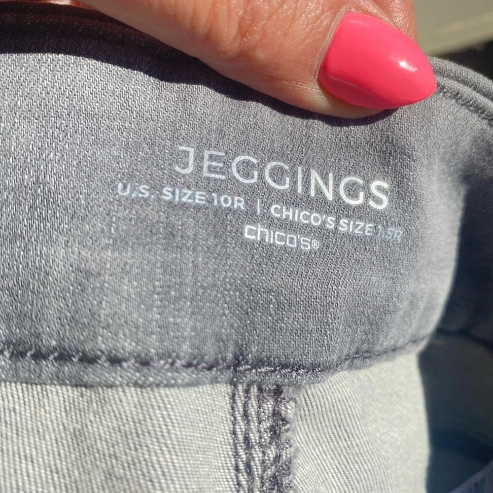 Chico's Jegging Slim Fit Stretch Gray Denim Cotton Blend Jeans Women 10 - Picture 4 of 5